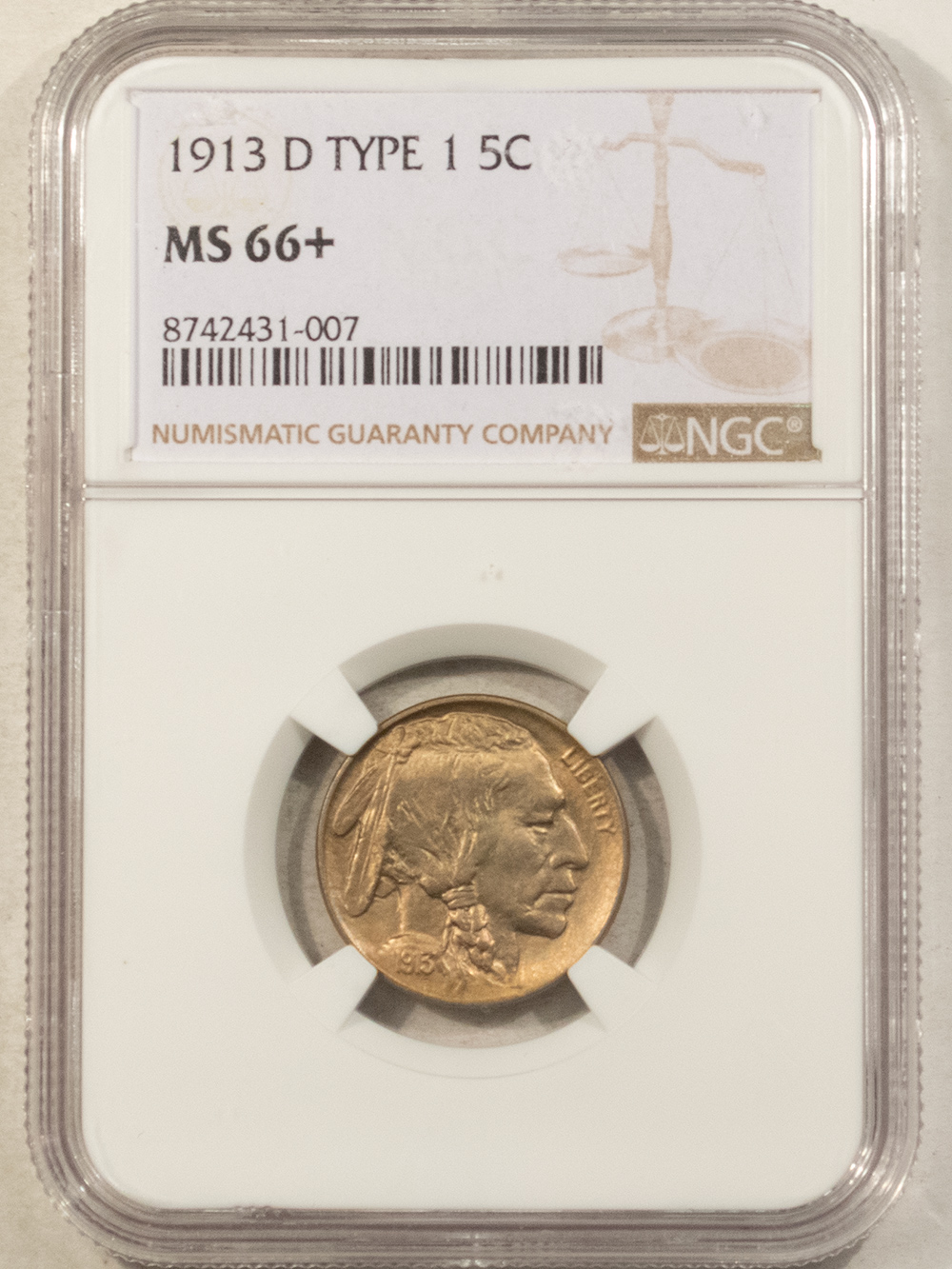 Buffalo Nickels 1913-D BUFFALO NICKEL TYPE 1 – NGC MS-66+, PRISTINE SURFACES! Buffalo Nickels 1913-D BUFFALO NICKEL TYPE 1 – NGC MS-66+, PRISTINE SURFACES!