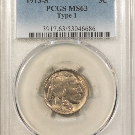 Buffalo Nickels 1913-S BUFFALO NICKEL TYPE 1 – PCGS MS-63