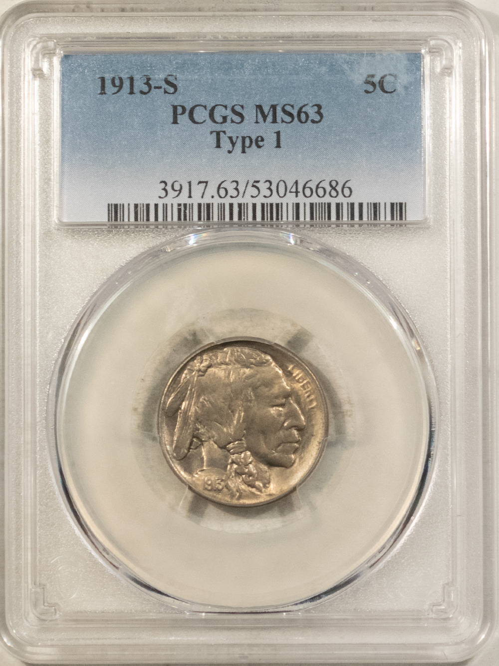 Buffalo Nickels 1913-S BUFFALO NICKEL TYPE 1 – PCGS MS-63 Buffalo Nickels 1913-S BUFFALO NICKEL TYPE 1 – PCGS MS-63