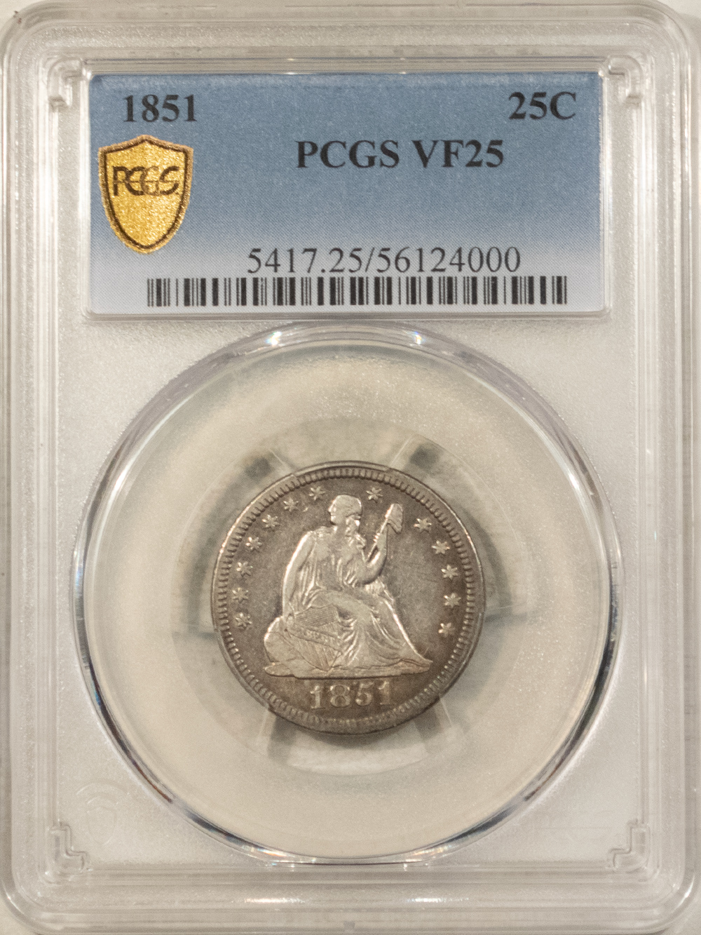 Liberty Seated Quarters 1851 SEATED LIBERTY QUARTER – PCGS VF-25, TOUGH DATE & LOW-POP! Liberty Seated Quarters 1851 SEATED LIBERTY QUARTER – PCGS VF-25, TOUGH DATE & LOW-POP!