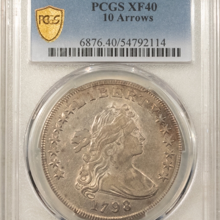 Dollars 1798 $1 DRAPED BUST DOLLAR 10 ARROWS PCGS XF-40, FRESH, LOTS OF RETAINED LUSTER!