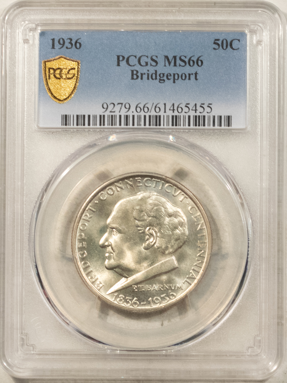 Early Commems 1936 BRIDGEPORT COMMEMORATIVE HALF DOLLAR – PCGS MS-66, BLAZING LUSTER & PQ! Early Commems 1936 BRIDGEPORT COMMEMORATIVE HALF DOLLAR – PCGS MS-66, BLAZING LUSTER & PQ!