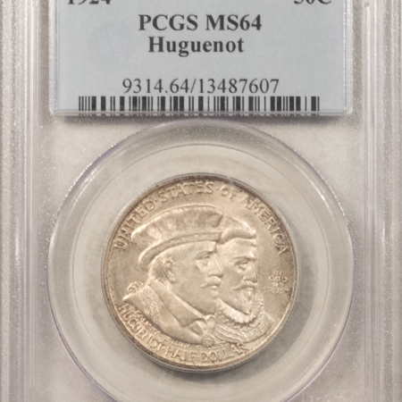 Early Commems 1924 HUGUENOT COMMEMORATIVE HALF DOLLAR – PCGS MS-64 NICE ORIGINAL