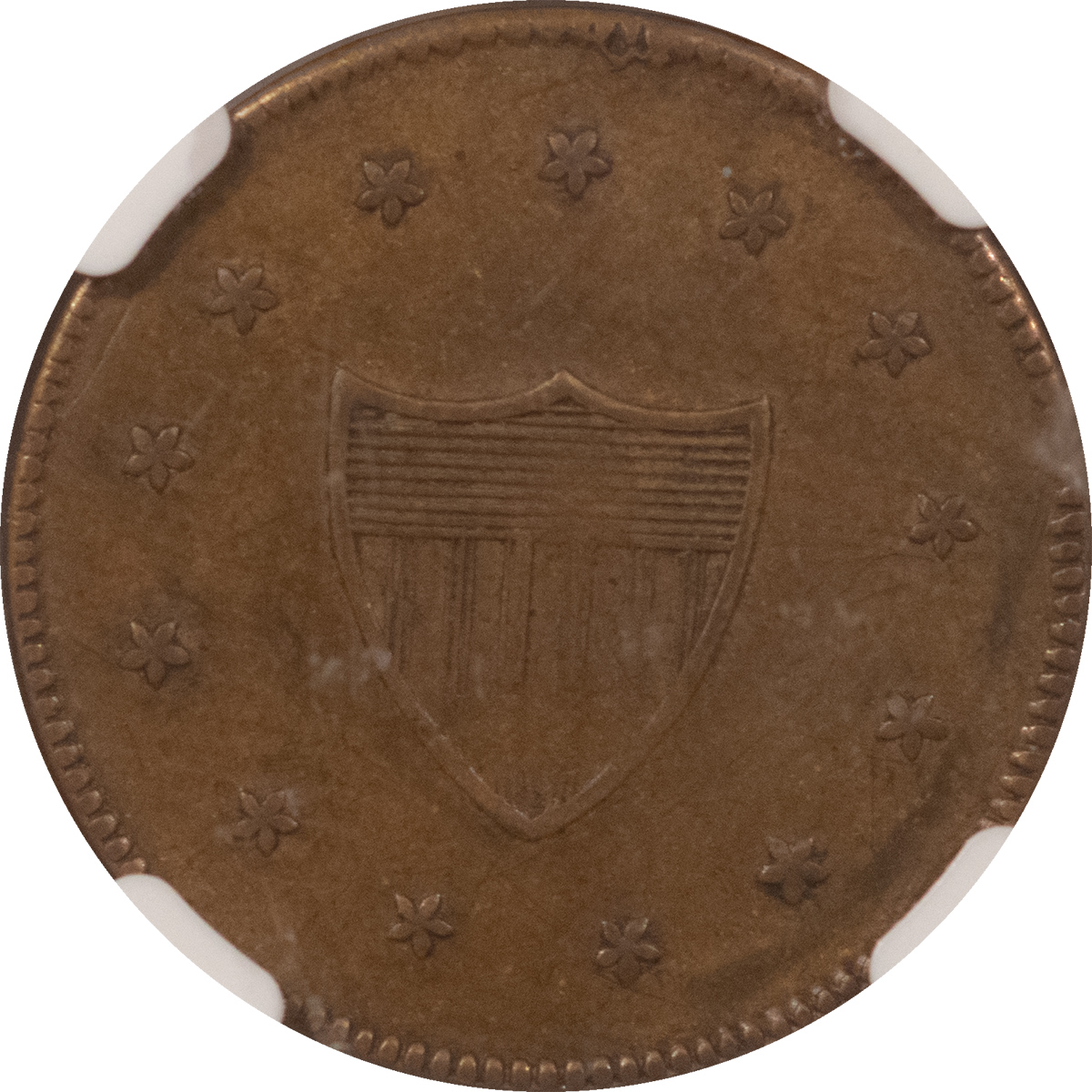 Exonumia (1830-36) BALTIMORE MD R-E-MD-7 SHIP TOKEN NGC AU-55, SCARCE IN HIGH GRADE, NICE Exonumia (1830-36) BALTIMORE MD R-E-MD-7 SHIP TOKEN NGC AU-55, SCARCE IN HIGH GRADE, NICE