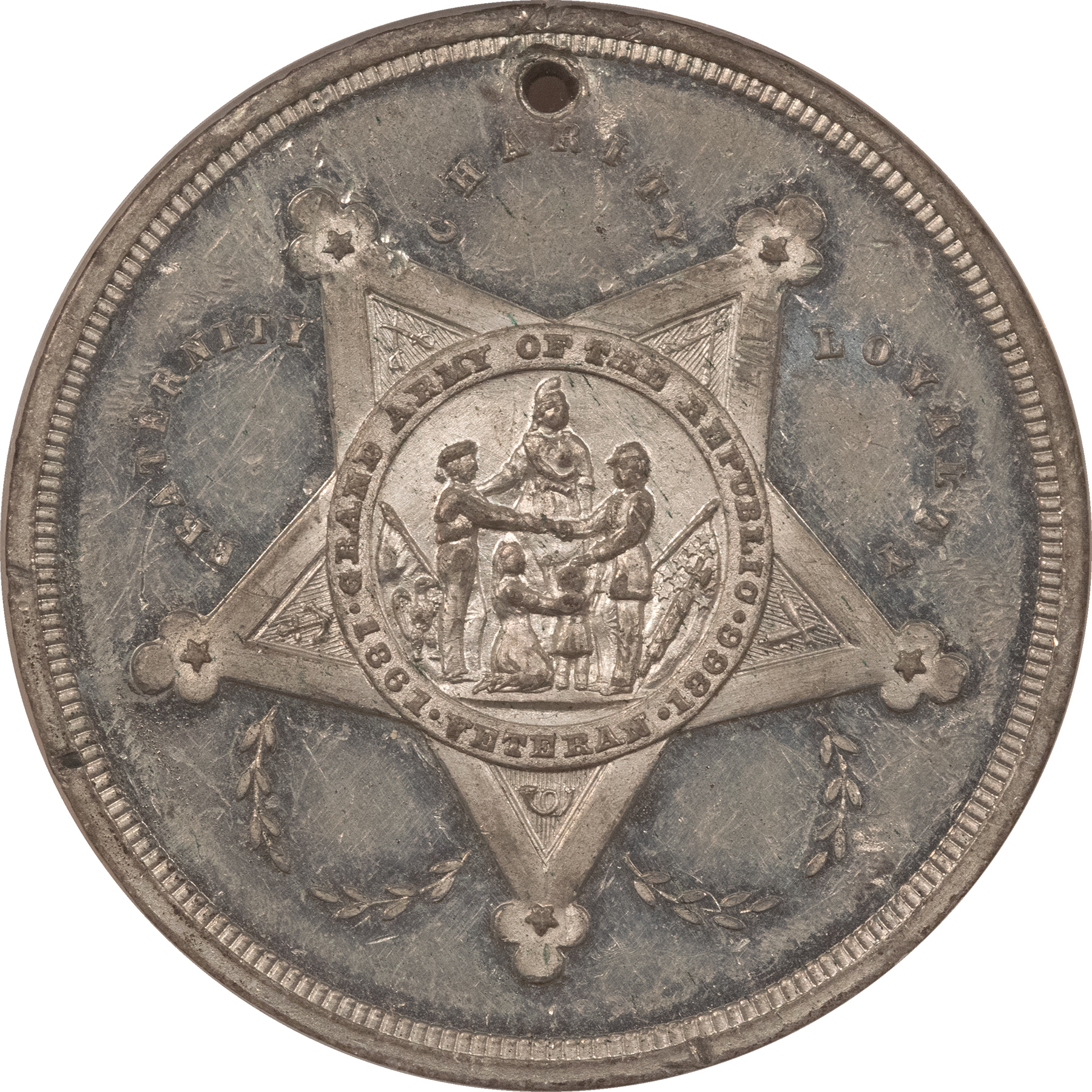 Exonumia 1882 G.A.R. WM 38mm 16TH ANNUAL ENCAMPMENT BALTIMORE, MD MEDAL – NGC MS-61 DPL Exonumia 1882 G.A.R. WM 38mm 16TH ANNUAL ENCAMPMENT BALTIMORE, MD MEDAL – NGC MS-61 DPL