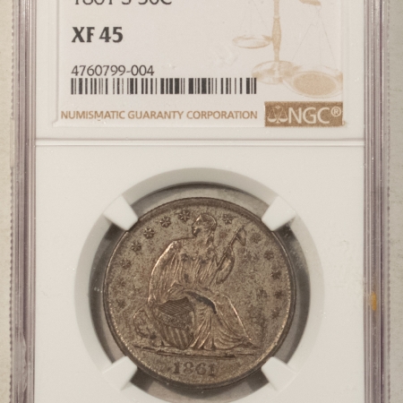 Half Dollars 1861-S SEATED LIBERTY HALF DOLLAR – NGC XF-45