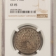 Half Dollars 1872 SEATED LIBERTY HALF DOLLAR – NGC AU-55, PIONEER BOONE FAMILY COLLECTION!
