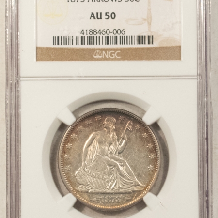 Half Dollars 1873 SEATED LIBERTY HALF DOLLAR WITH ARROWS – NGC AU-50
