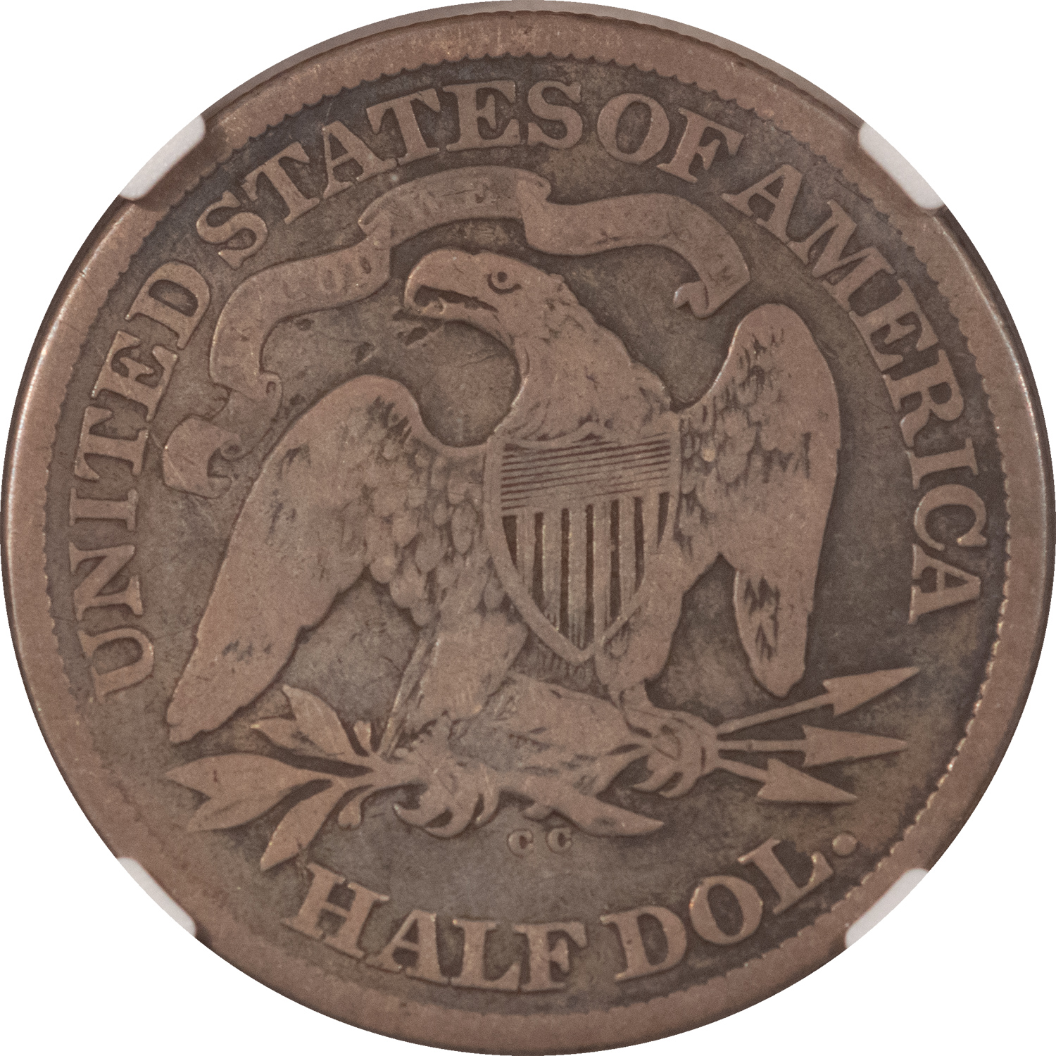 Half Dollars 1873-CC SEATED LIBERTY HALF DOLLAR NO ARROWS – NGC VG-8, CARSON CITY! Half Dollars 1873-CC SEATED LIBERTY HALF DOLLAR NO ARROWS – NGC VG-8, CARSON CITY!