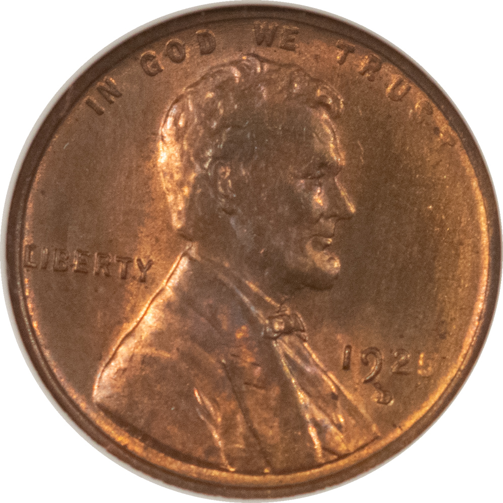 Lincoln Cents (Wheat) 1925-D LINCOLN CENT – ANACS MS-64 RB, ORIGINAL! OLD WHITE SOAPBOX HOLDER Lincoln Cents (Wheat) 1925-D LINCOLN CENT – ANACS MS-64 RB, ORIGINAL! OLD WHITE SOAPBOX HOLDER