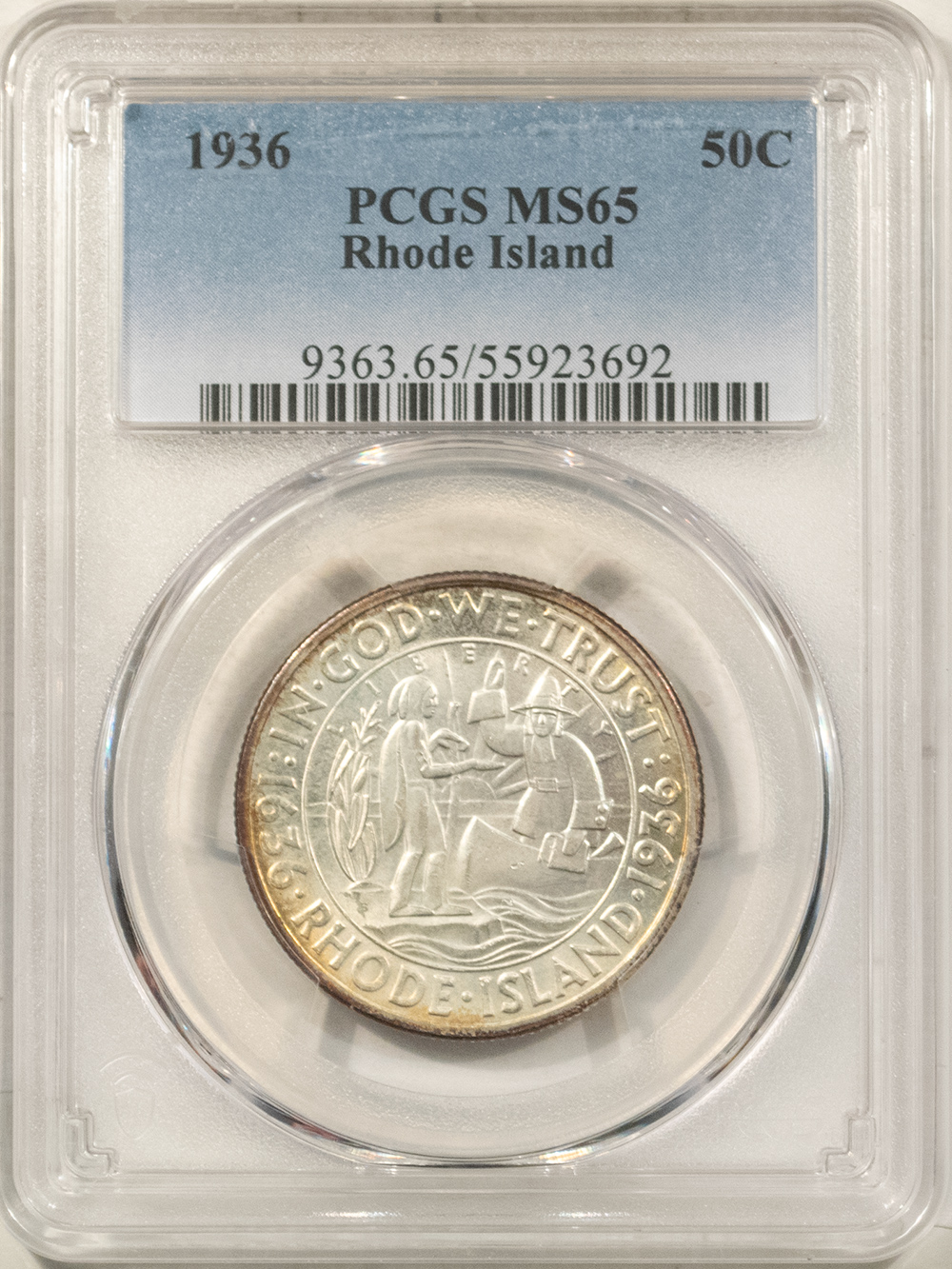 Early Commems 1936 RHODE ISLAND COMMEMORATIVE HALF DOLLAR, PCGS MS-65 PRETTY, PREMIUM QUALITY! Early Commems 1936 RHODE ISLAND COMMEMORATIVE HALF DOLLAR, PCGS MS-65 PRETTY, PREMIUM QUALITY!