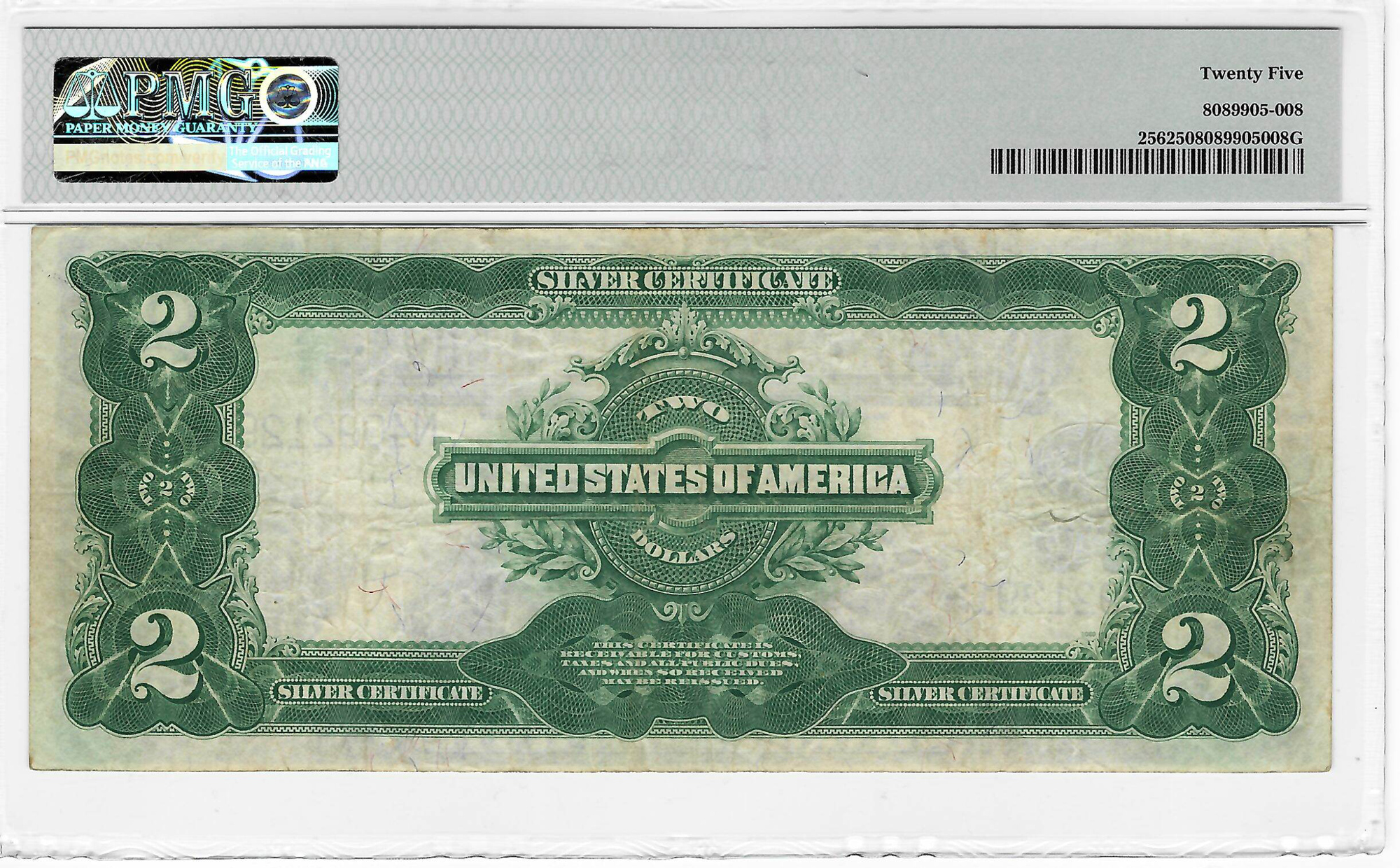 Large Silver Certificates 1899 $2 SILVER CERTIFICATE, FR#256 TEEHEE/BURKE PMG VF-25! NICE FRESHNESS & LOOK Large Silver Certificates 1899 $2 SILVER CERTIFICATE, FR#256 TEEHEE/BURKE PMG VF-25! NICE FRESHNESS & LOOK