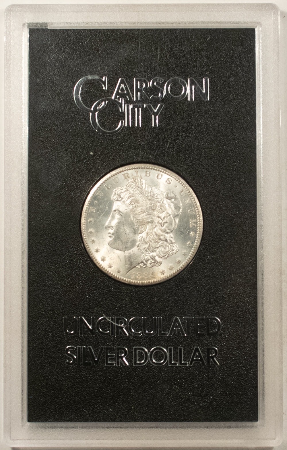 Dollars 1884-CC $1 MORGAN DOLLAR GSA – UNCIRCULATED WITH BOX AND CARD! CARSON CITY! Dollars 1884-CC $1 MORGAN DOLLAR GSA – UNCIRCULATED WITH BOX AND CARD! CARSON CITY!