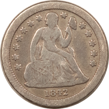 Dimes 1842-O LIBERTY SEATED DIME – CIRCULATED EXAMPLE W/ NICE DETAIL & FULL LIBERTY!