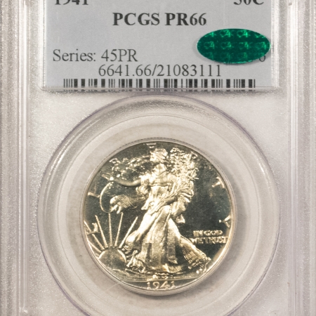 CAC Approved Coins 1941 PROOF WALKING LIBERTY HALF DOLLAR – PCGS PR-66 CAC, FRESH WHITE & PQ!