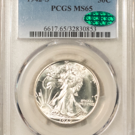 CAC Approved Coins 1942-S WALKING LIBERTY HALF DOLLAR – PCGS MS-65 BLAZING WHITE, PQ! CAC APPROVED!