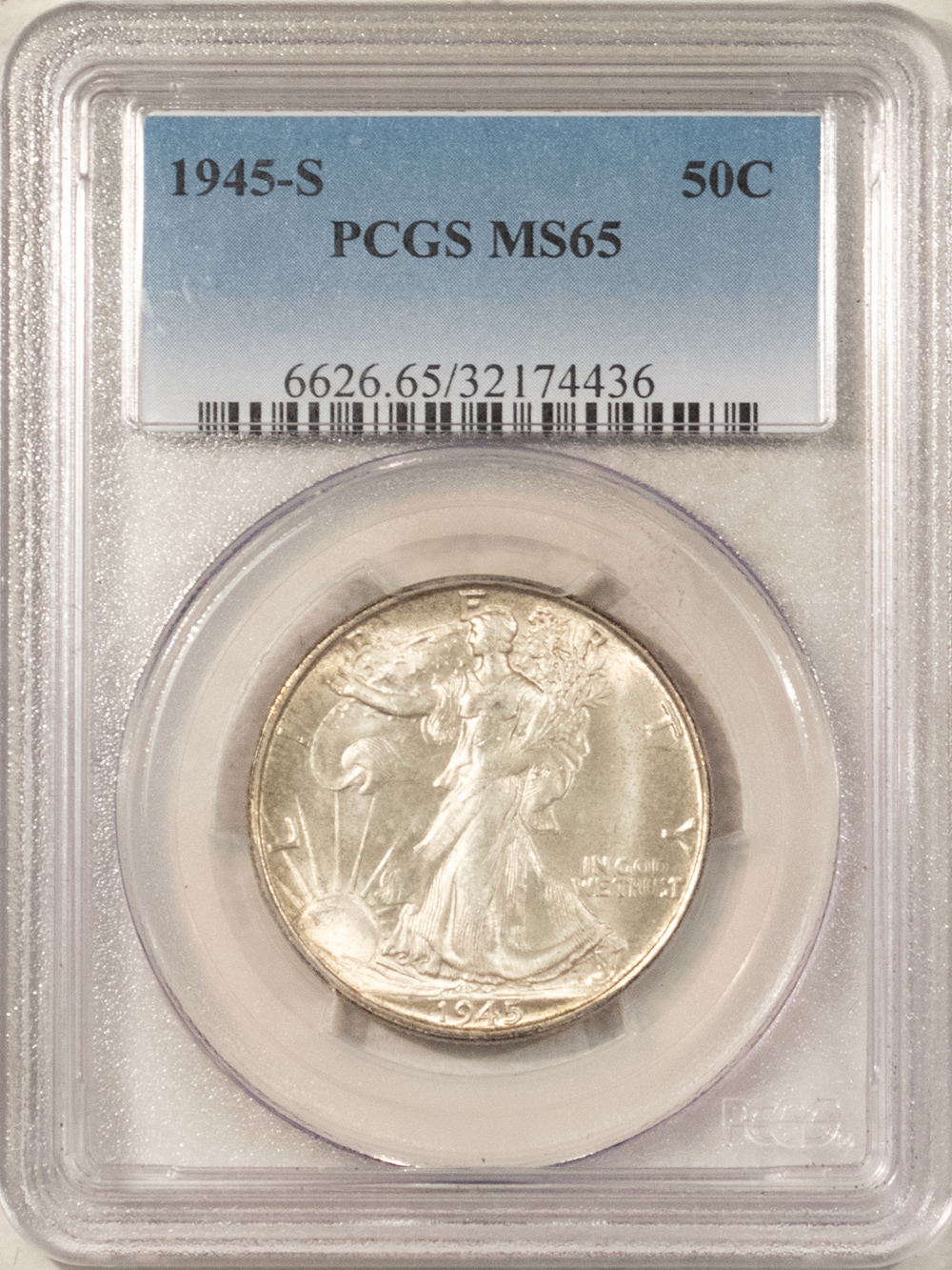 Half Dollars 1945-S WALKING LIBERTY HALF DOLLAR – PCGS MS-65, FRESH GEM! Half Dollars 1945-S WALKING LIBERTY HALF DOLLAR – PCGS MS-65, FRESH GEM!