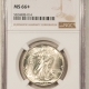 Half Dollars 1946-D WALKING LIBERTY HALF DOLLAR – NGC MS-66, FLASHY & ATTRACTIVE!
