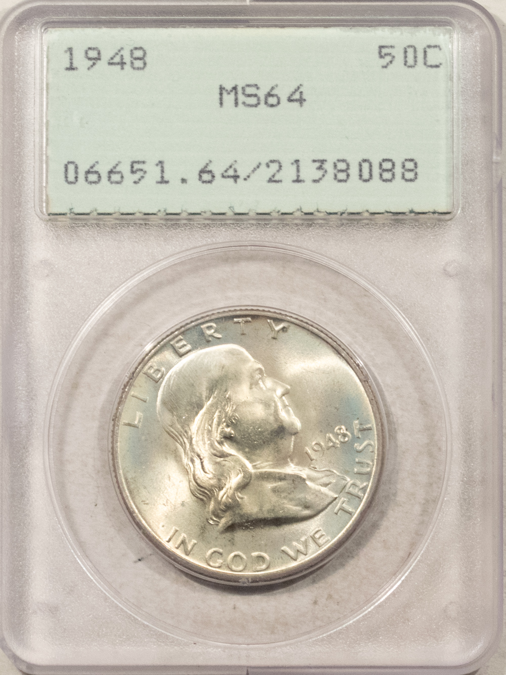 Franklin Halves 1948 FRANKLIN HALF DOLLAR – PCGS MS-64, RATTLER! PREMIUM QUALITY! LOOKS FBL! Franklin Halves 1948 FRANKLIN HALF DOLLAR – PCGS MS-64, RATTLER! PREMIUM QUALITY! LOOKS FBL!