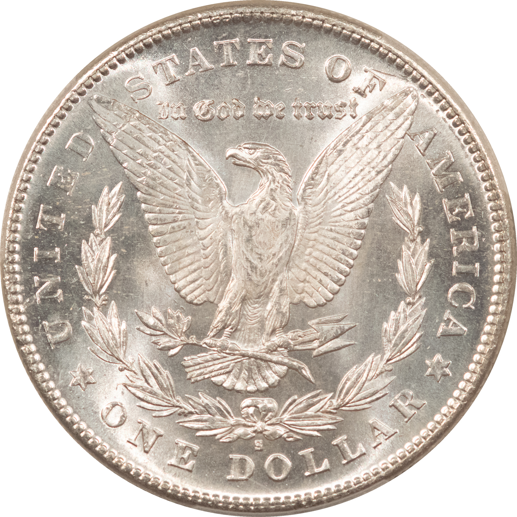 Dollars 1878-S $1 MORGAN DOLLAR – PCGS MS-63, BLAST WHITE W/ SEMI-MIRRORED FIELDS Dollars 1878-S $1 MORGAN DOLLAR – PCGS MS-63, BLAST WHITE W/ SEMI-MIRRORED FIELDS