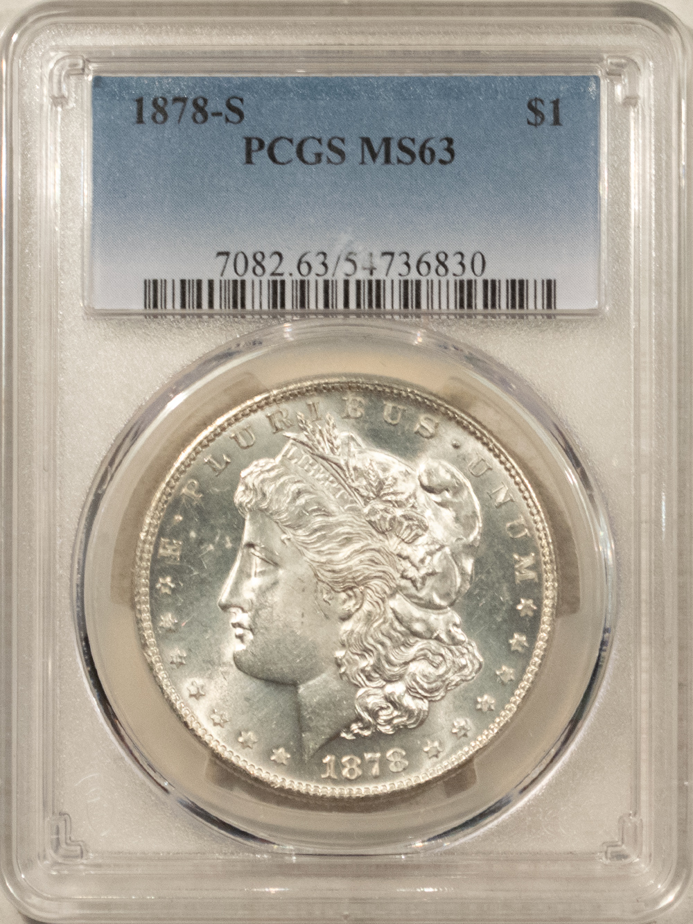 Dollars 1878-S $1 MORGAN DOLLAR – PCGS MS-63, BLAST WHITE! Dollars 1878-S $1 MORGAN DOLLAR – PCGS MS-63, BLAST WHITE!