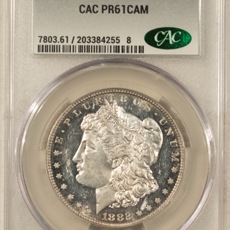 CAC Approved Coins 1882 $1 PROOF MORGAN DOLLAR – CACG PR-61 CAM CAC, WOW! FRESH BLACK & WHITE CAMEO