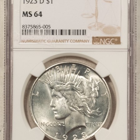 Dollars 1923-D $1 PEACE DOLLAR – NGC MS-64, BLAST WHITE & NICE!