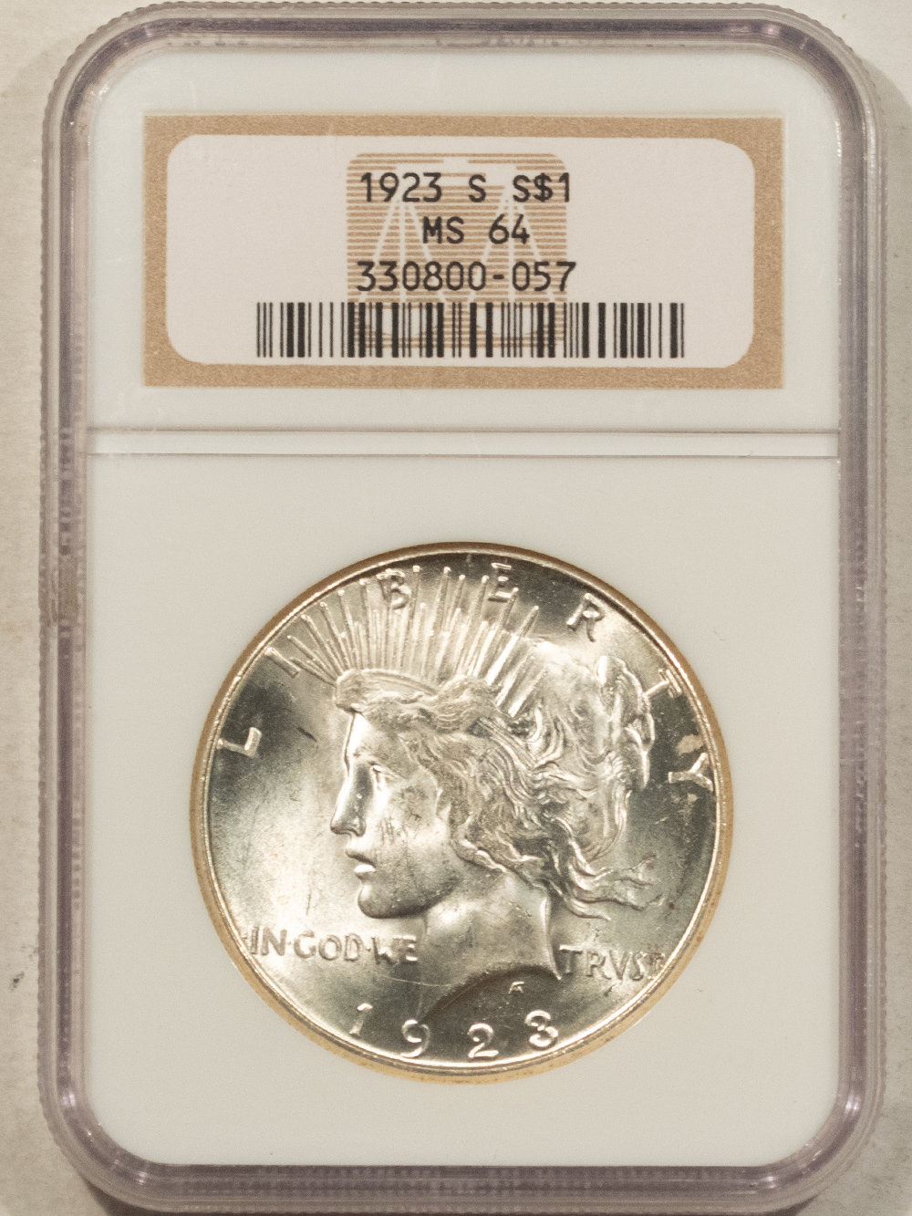 Dollars 1923-S $1 PEACE DOLLAR – NGC MS-64, INCREDIBLE LUSTER! PREMIUM QUALITY! Dollars 1923-S $1 PEACE DOLLAR – NGC MS-64, INCREDIBLE LUSTER! PREMIUM QUALITY!