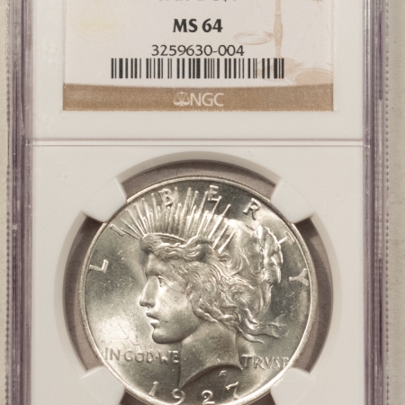 Dollars 1927-D $1 PEACE DOLLAR – NGC MS-64, BLAST WHITE & LOOKS GEM!