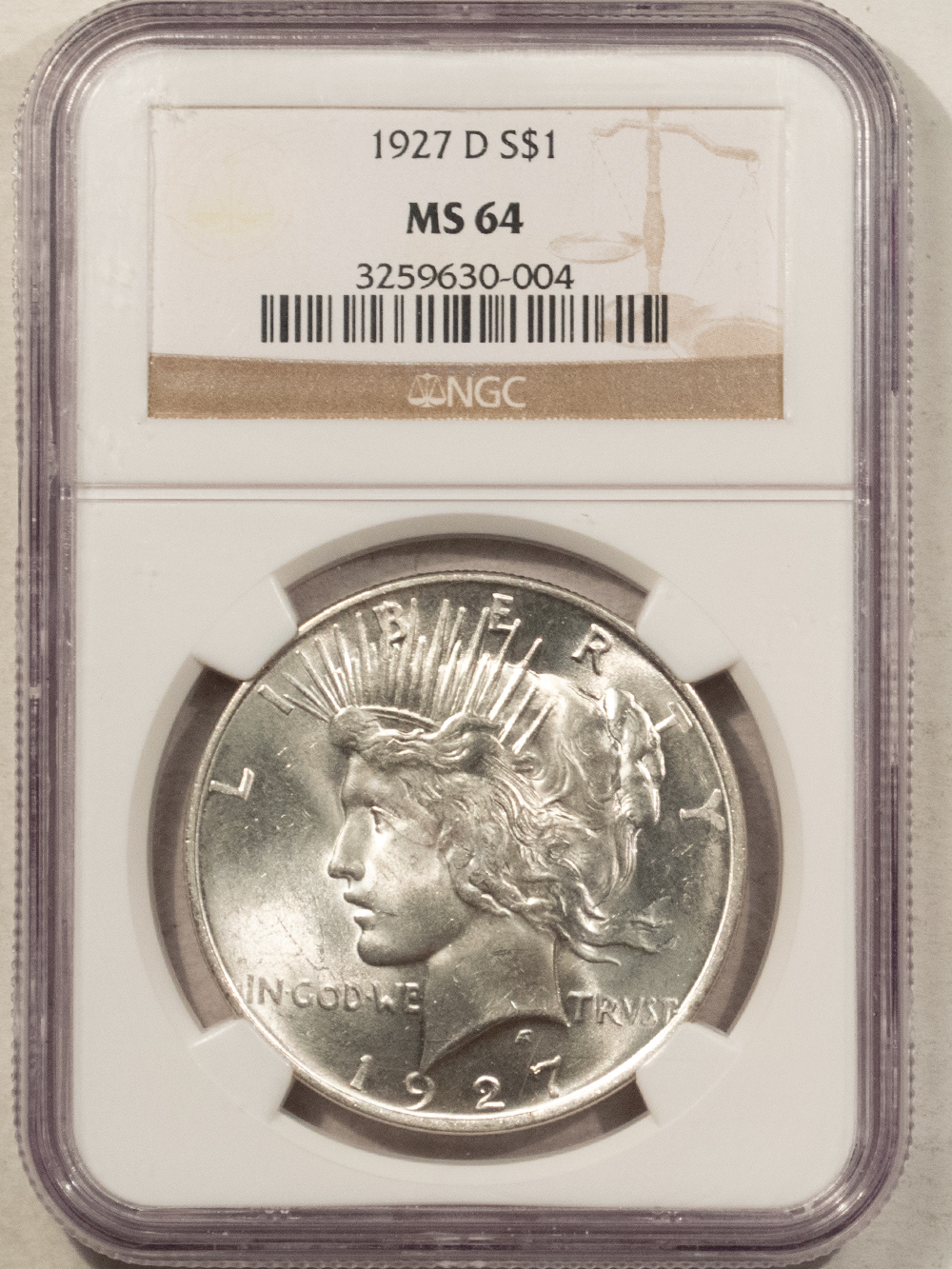 Dollars 1927-D $1 PEACE DOLLAR – NGC MS-64, BLAST WHITE & LOOKS GEM! Dollars 1927-D $1 PEACE DOLLAR – NGC MS-64, BLAST WHITE & LOOKS GEM!