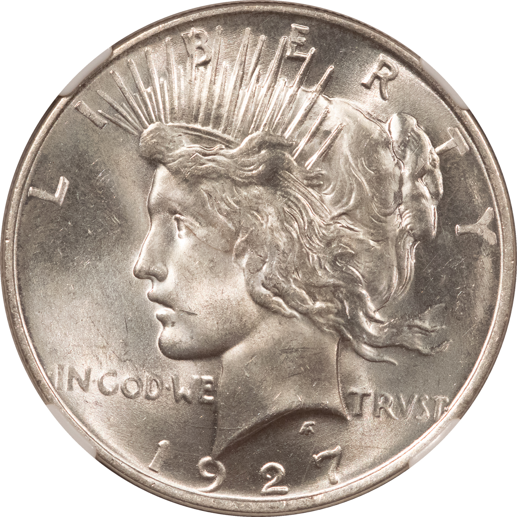 Dollars 1927-D $1 PEACE DOLLAR – NGC MS-64, BLAST WHITE & LOOKS GEM! Dollars 1927-D $1 PEACE DOLLAR – NGC MS-64, BLAST WHITE & LOOKS GEM!