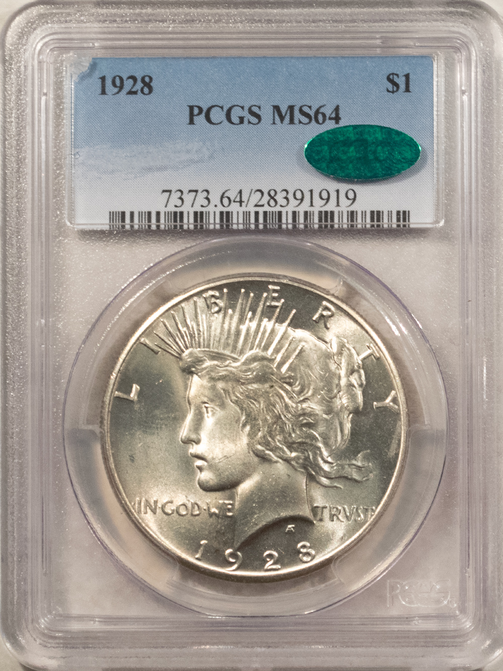 CAC Approved Coins 1928 $1 PEACE DOLLAR – PCGS MS-64, LOOKS 65+ BLAST WHITE, PQ & CAC APPROVED! CAC Approved Coins 1928 $1 PEACE DOLLAR – PCGS MS-64, LOOKS 65+ BLAST WHITE, PQ & CAC APPROVED!