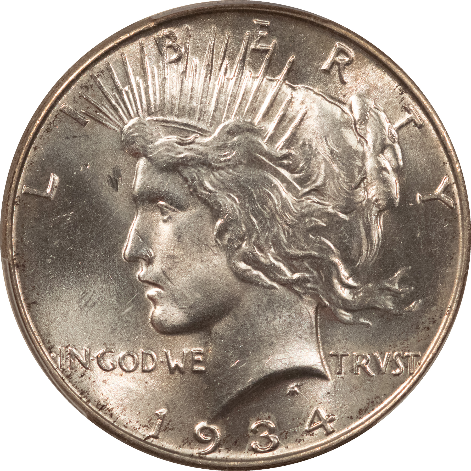 Dollars 1934 $1 PEACE DOLLAR – PCGS MS-64 OUTSTANDING LUSTER, LOOKS GEM PREMIUM QUALITY! Dollars 1934 $1 PEACE DOLLAR – PCGS MS-64 OUTSTANDING LUSTER, LOOKS GEM PREMIUM QUALITY!