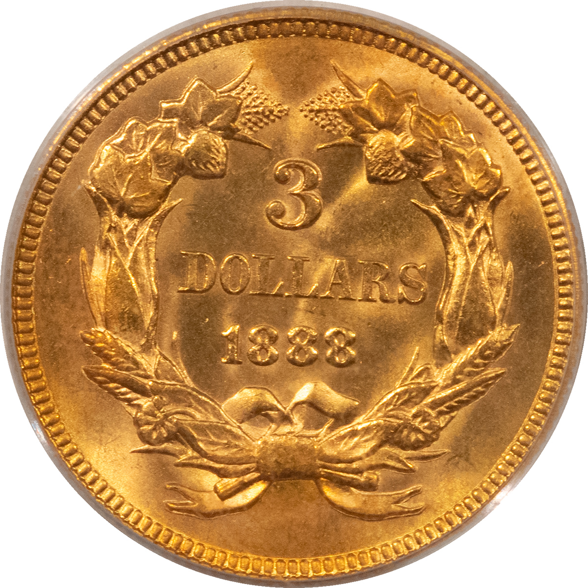 $3 1888 $3 GOLD DOLLAR – PCGS MS-65 CAC APPROVED, SUPERB! MINTAGE 5,000! $3 1888 $3 GOLD DOLLAR – PCGS MS-65 CAC APPROVED, SUPERB! MINTAGE 5,000!