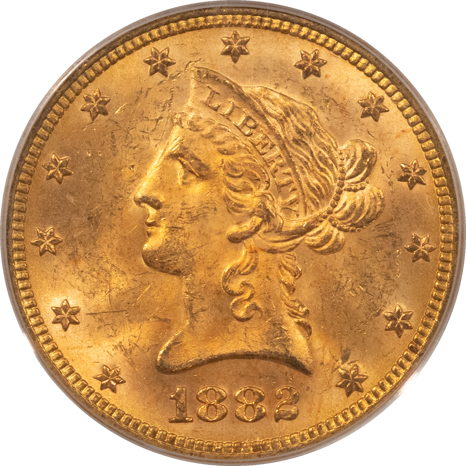 $10 1882 $10 LIBERTY GOLD EAGLE – PCGS MS-63 CHOICE! $10 1882 $10 LIBERTY GOLD EAGLE – PCGS MS-63 CHOICE!