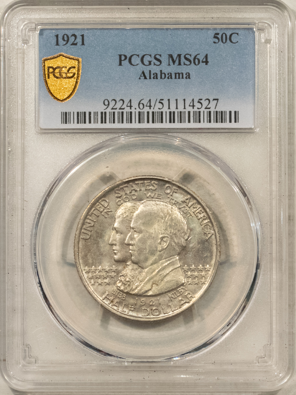 Early Commems 1921 ALABAMA COMMEMORATIVE HALF DOLLAR – PCGS MS-64 Early Commems 1921 ALABAMA COMMEMORATIVE HALF DOLLAR – PCGS MS-64