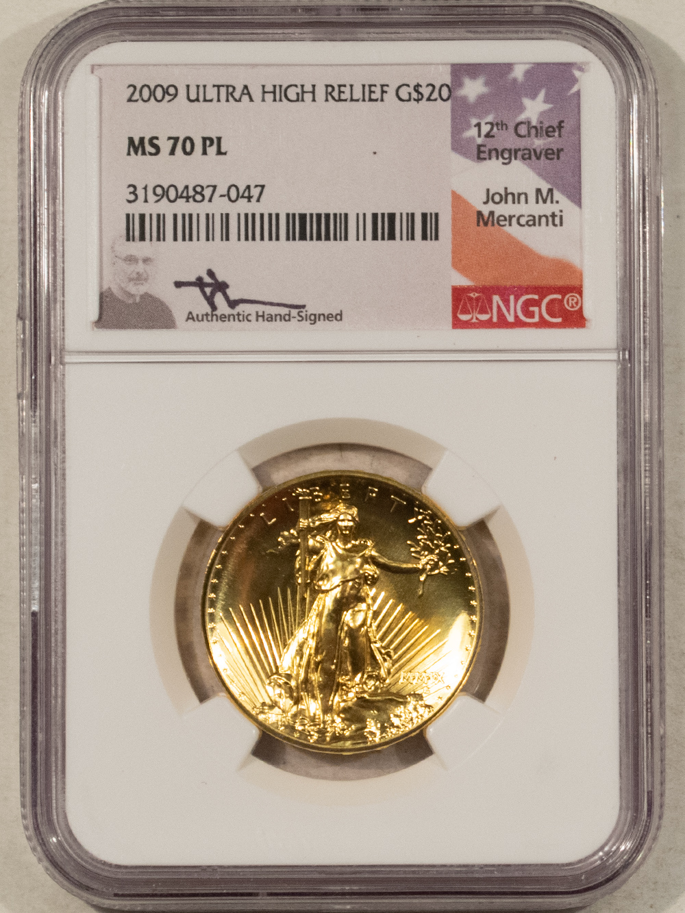 American Gold Eagles, Buffaloes, & Liberty Series 2009 $20 1 OZ ULTRA HIGH RELIEF AMERICAN GOLD EAGLE NGC MS-70 PL MERCANTI SIGNED American Gold Eagles, Buffaloes, & Liberty Series 2009 $20 1 OZ ULTRA HIGH RELIEF AMERICAN GOLD EAGLE NGC MS-70 PL MERCANTI SIGNED