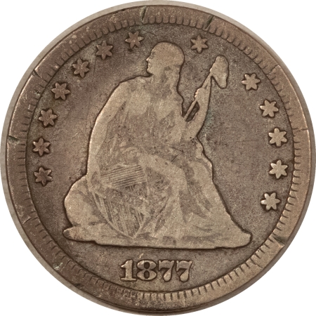 Liberty Seated Quarters 1877-CC SEATED LIBERTY QUARTER PLEASING CIRC EXAMPLE! OBV RIM CUTS, CARSON CITY!