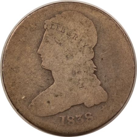 Early Halves 1838 CAPPED BUST HALF DOLLAR – CIRCULATED, LOW GRADE BUT HONEST!