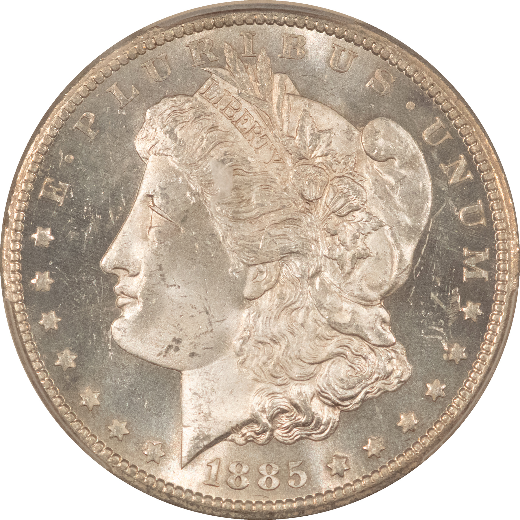 Morgan Dollars 1885-CC MORGAN DOLLAR PCGS MS-64+, BLAST WHITE! Morgan Dollars 1885-CC MORGAN DOLLAR PCGS MS-64+, BLAST WHITE!