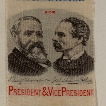 New Store Items 1892 HARRISON-REID WOVEN SILK RIBBON 2 1/8 X 6, COLORED, GRAPHIC, VIRTUALLY MINT