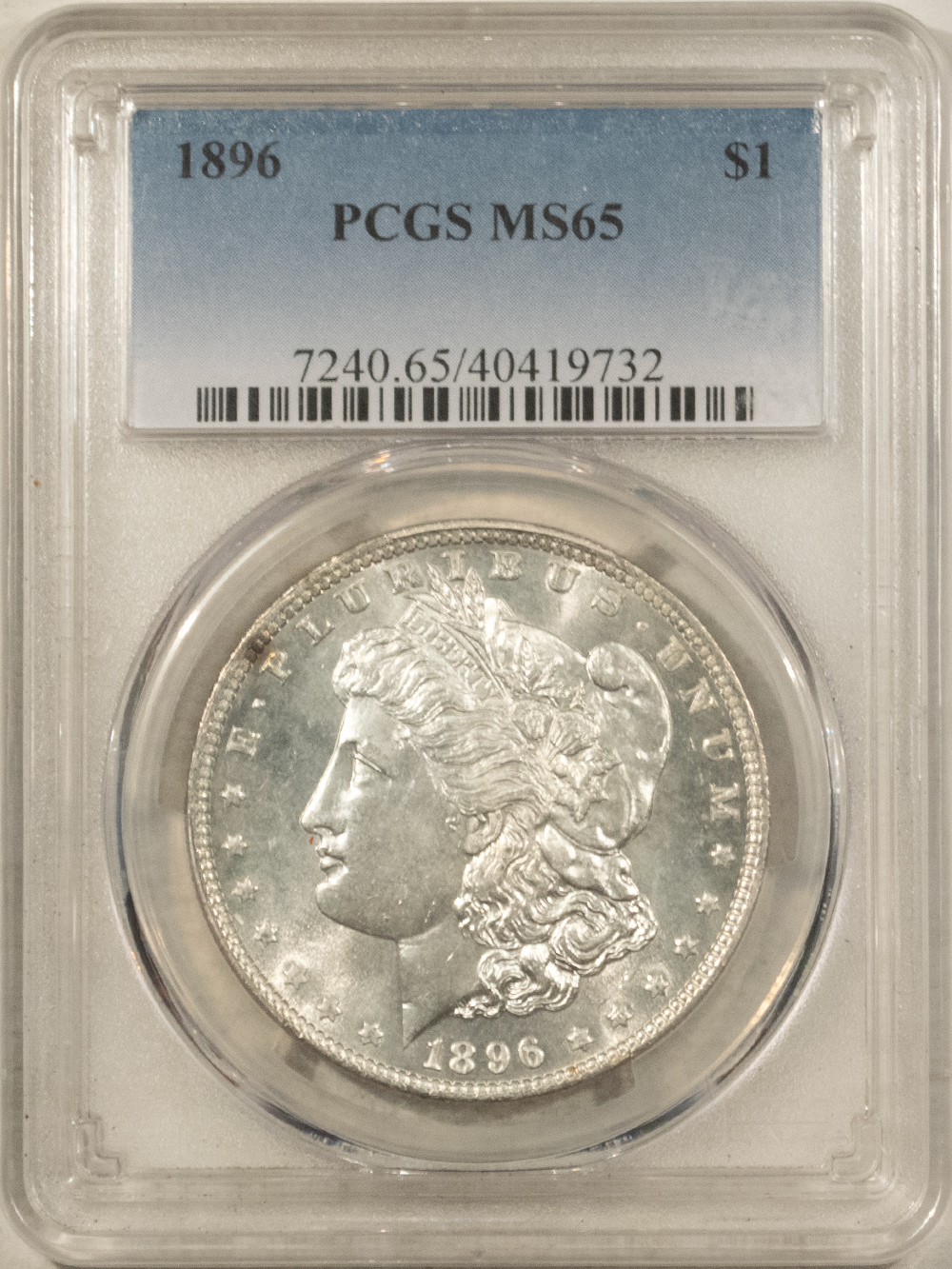Dollars 1896 $1 MORGAN DOLLAR – PCGS MS-65 Dollars 1896 $1 MORGAN DOLLAR – PCGS MS-65