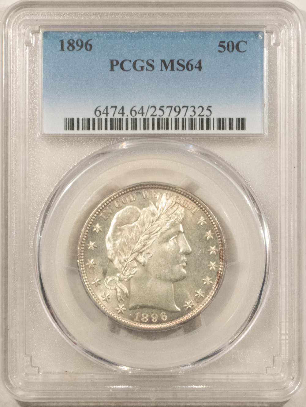Barber Halves 1896 BARBER HALF DOLLAR PCGS MS-64, BLAZING WHITE! Barber Halves 1896 BARBER HALF DOLLAR PCGS MS-64, BLAZING WHITE!