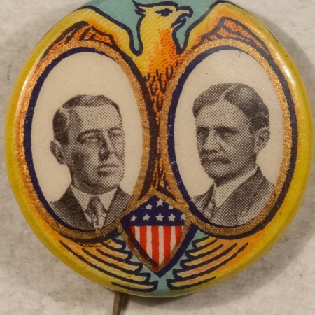 New Store Items 1912 WILSON-MARSHALL 7/8″ MULTICOLOR & GRAPHIC CELLO JUGATE CAMPAIGN BUTTON-MINT