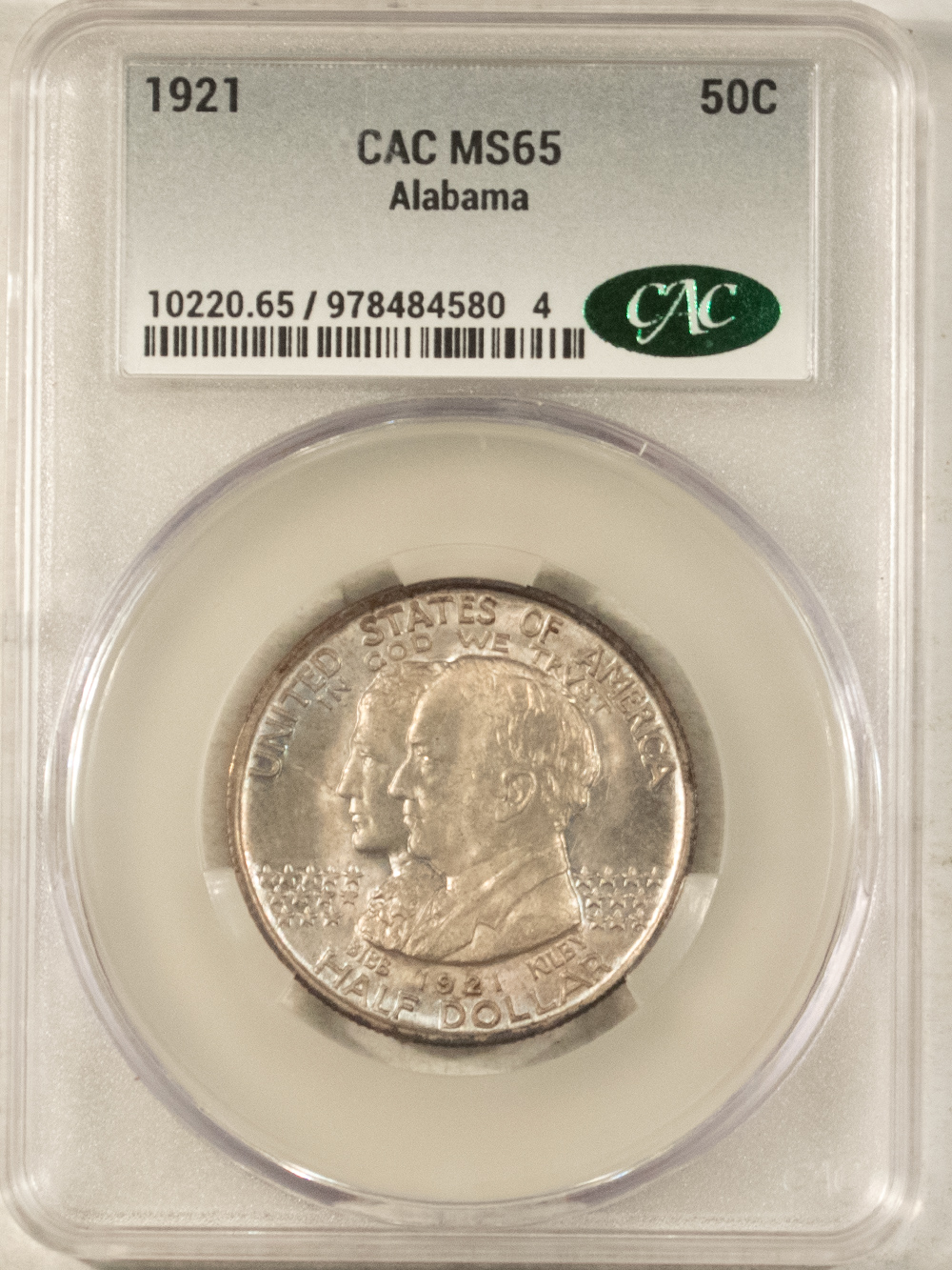 CAC Approved Coins 1921 ALABAMA COMMEMORATIVE HALF DOLLAR CACG MS-65 PREMIUM QUALITY! CAC APPROVED! CAC Approved Coins 1921 ALABAMA COMMEMORATIVE HALF DOLLAR CACG MS-65 PREMIUM QUALITY! CAC APPROVED!