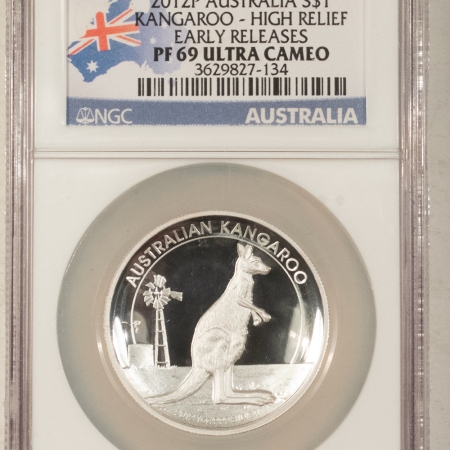 Bullion 2012-P AUSTRALIA $1 PROOF KANGAROO HIGH RELIEF EARLY RELEASES – NGC PF-69 UCAM