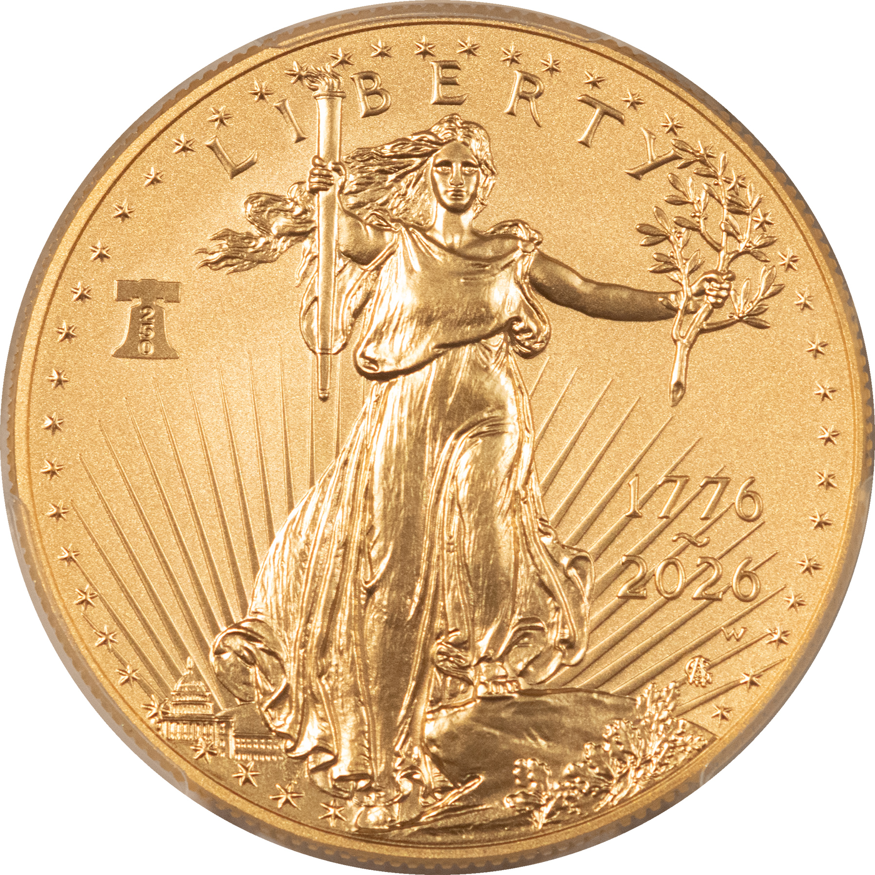 American Gold Eagles, Buffaloes, & Liberty Series 2026-W $50 ENHANCED 1 OZ AMERICAN GOLD EAGLE 250TH PRIVY PCGS SP-70 FIRST STRIKE American Gold Eagles, Buffaloes, & Liberty Series 2026-W $50 ENHANCED 1 OZ AMERICAN GOLD EAGLE 250TH PRIVY PCGS SP-70 FIRST STRIKE