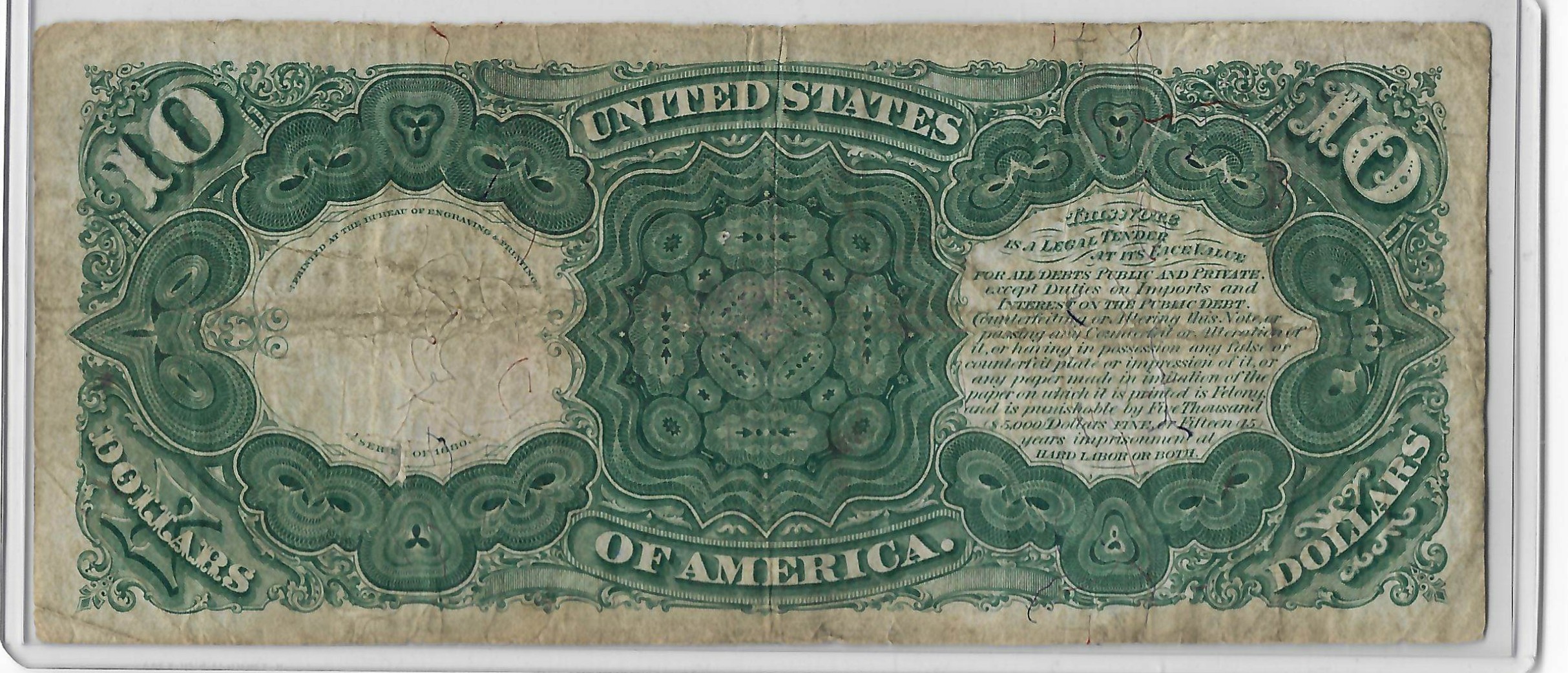Legal Tender U.S. Notes 1880 LEGAL TENDER, FR-113, LYONS-ROBERTS, ORIGINAL abt VF w/ MINOR PINHOLES-NICE Legal Tender U.S. Notes 1880 LEGAL TENDER, FR-113, LYONS-ROBERTS, ORIGINAL abt VF w/ MINOR PINHOLES-NICE