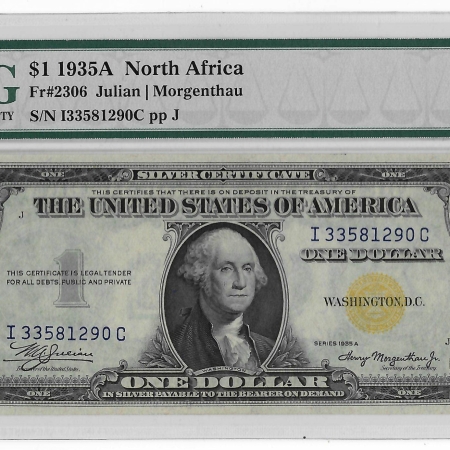 New Store Items 1935-A $1 SILVER CERTIFICATE, NORTH AFRICA, FR#2306, PMG SUPERB GEM UNC 67 EPQ!