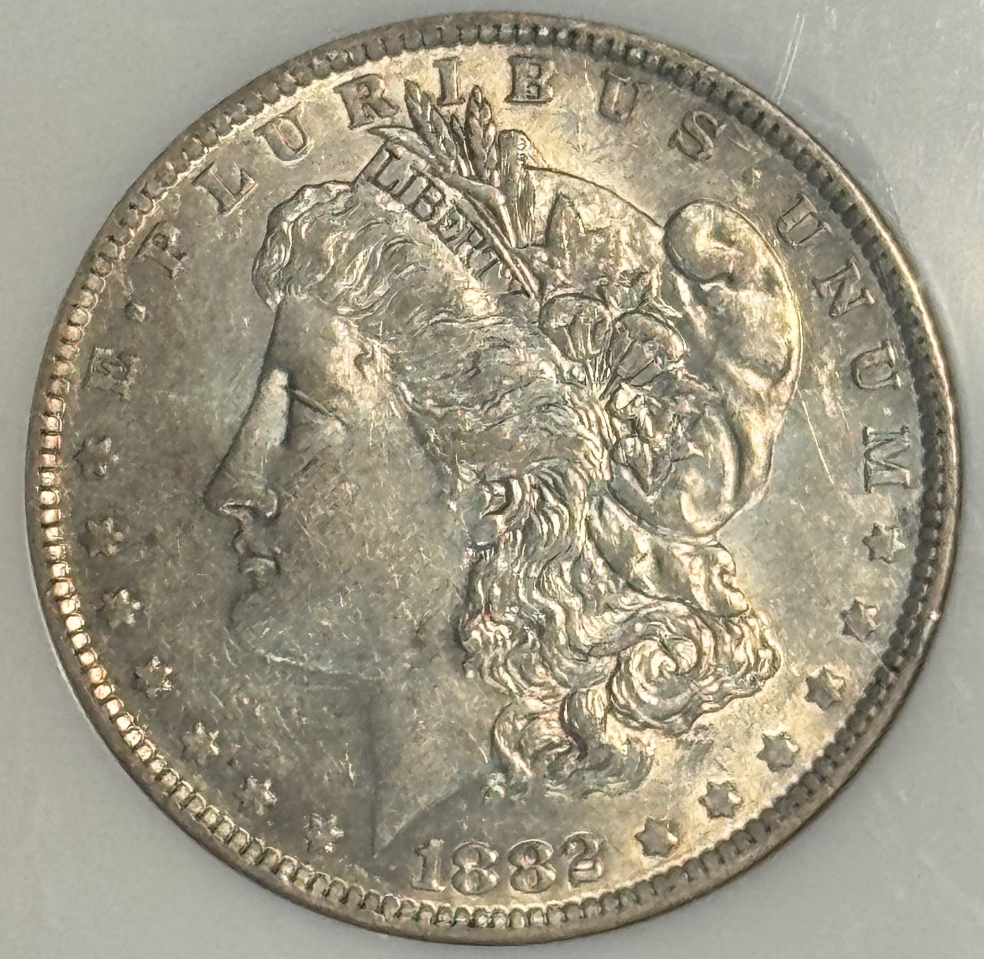 Dollars 1882-O/S $1 MORGAN DOLLAR VAM-3 – NGC AU-53, OMM-TOP 100! Dollars 1882-O/S $1 MORGAN DOLLAR VAM-3 – NGC AU-53, OMM-TOP 100!